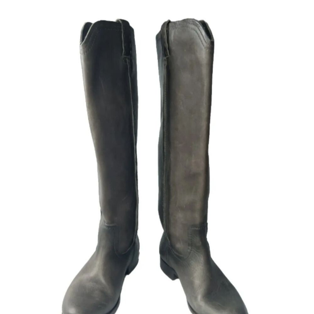 Frye Cara Tall Leather Pull On Riding Boots Size 6.5 B Gray